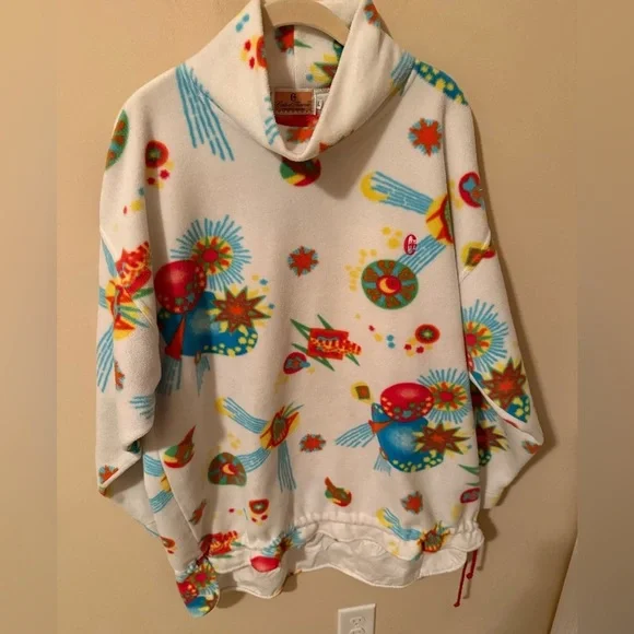 Conte Of Florence Vintage Fleece Italy retro kitschy space print men’s size L - Picture 1 of 11